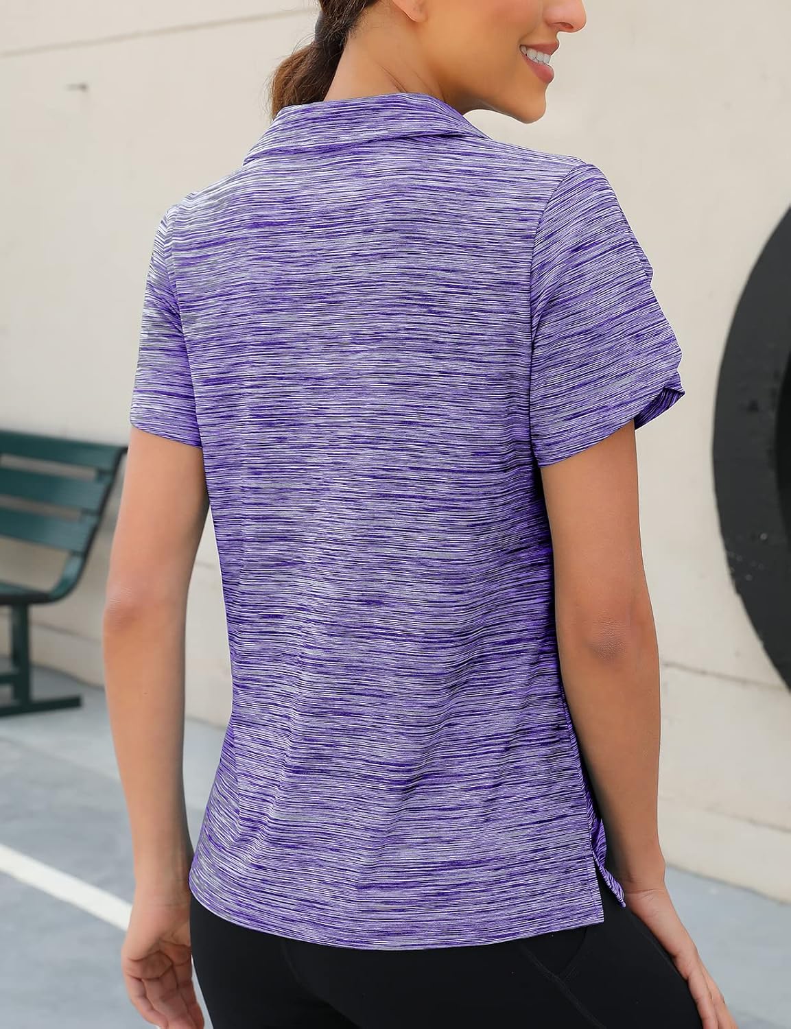 Womens Golf Polo Shirts 1/4 Zip Up Overlap Short Sleeve Quick Dry Workout Tops