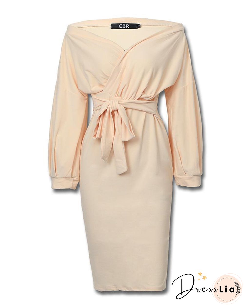 Off Shoulder Twisted Waist Tie Sexy Midi Dress P13670