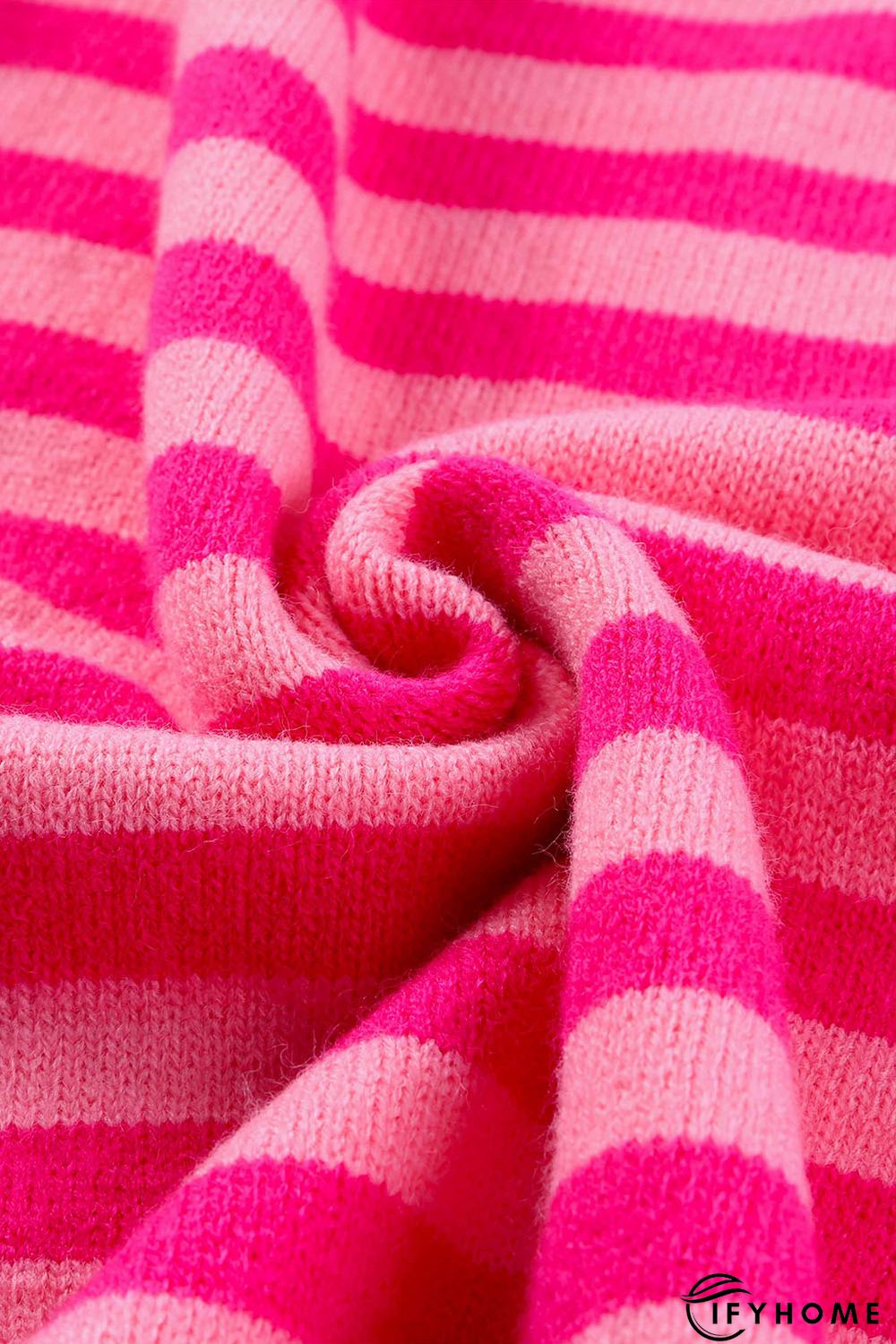 Rose Striped Long Sleeve Pullover Sweater | IFYHOME