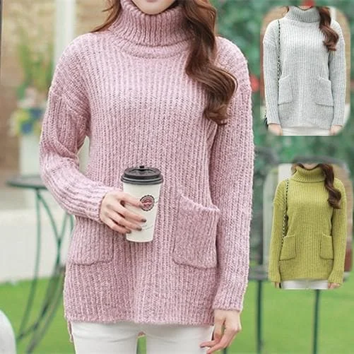 Pink/Grey/Green Turtleneck Sweater SP152618