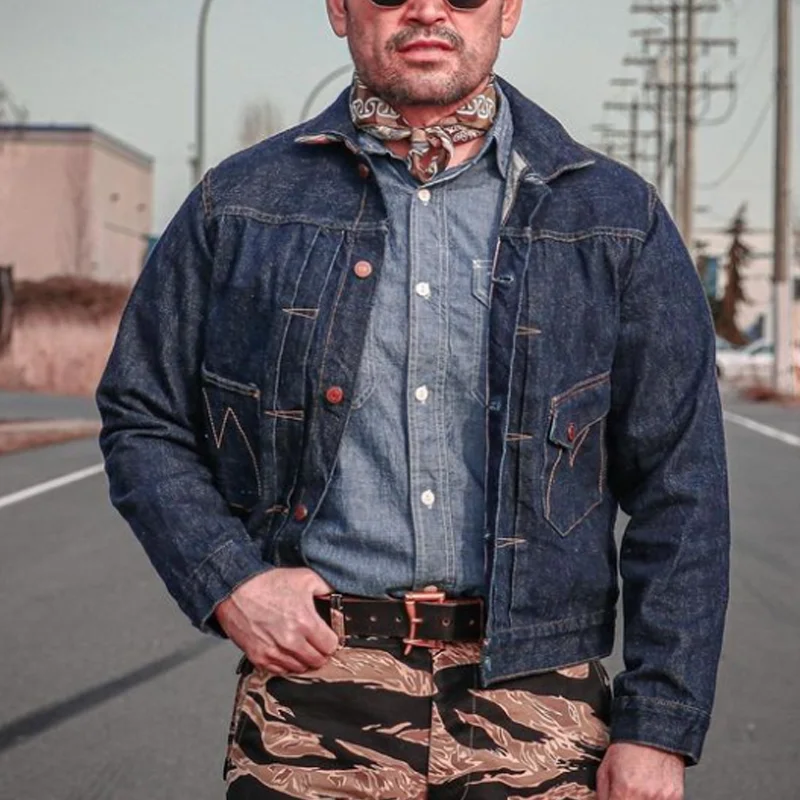 Vintage Denim Indigo Single Breasted Jacket