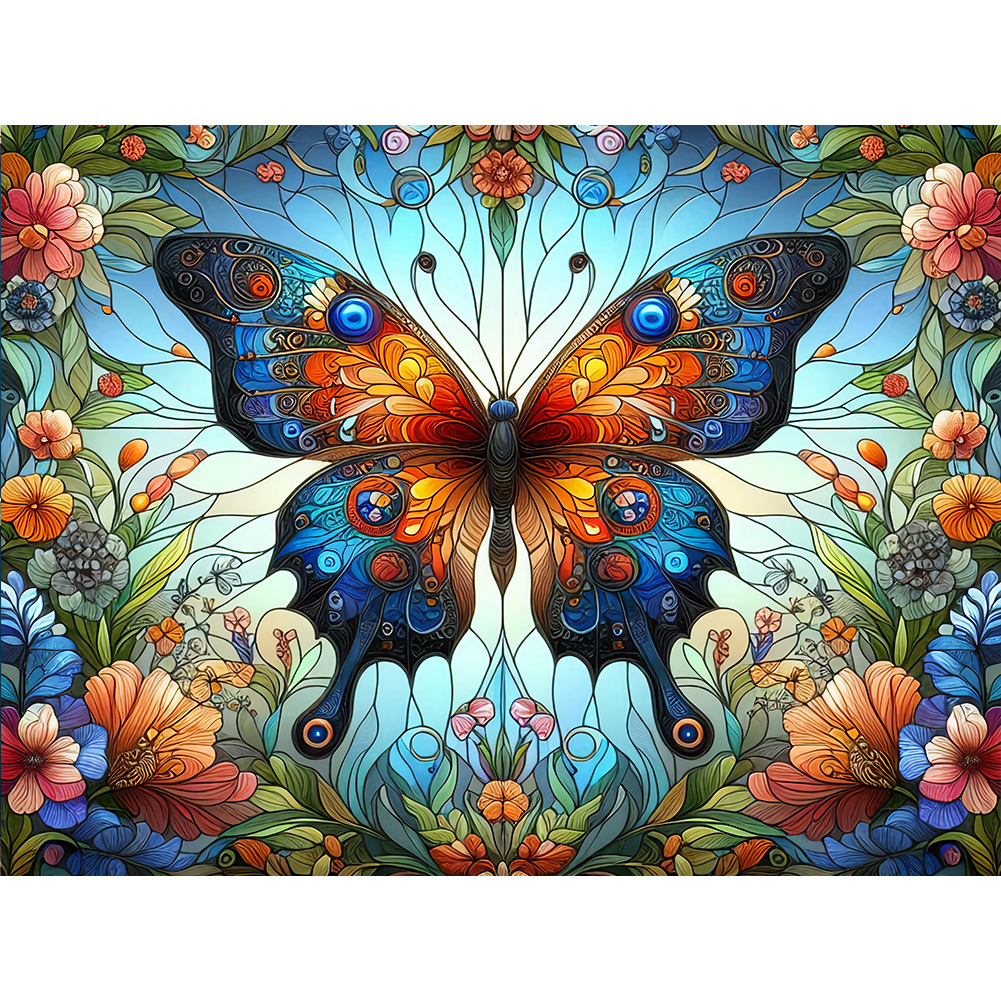Flower Butterfly 40*30cm(canvas) full round drill diamond painting