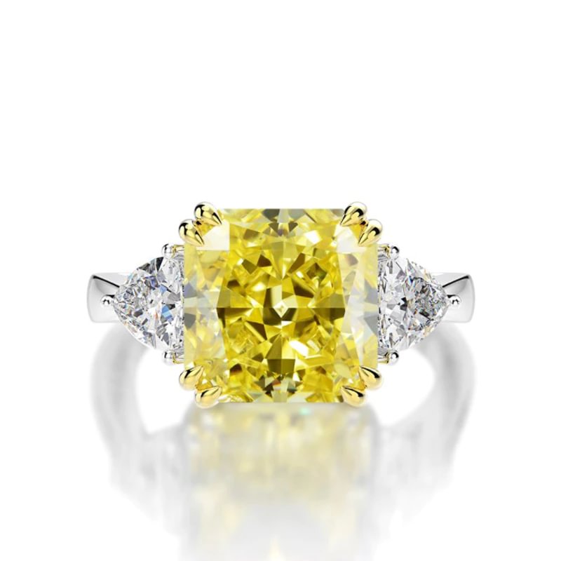 100% 925 Sterling Silver 10*10mm Pink Yellow Aquamarine High Carbon Diamond Rings For Women Sparkling Wedding Fine Jewelry