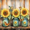 Sunflower Vase-11CT Stamped Cross Stitch Bead Embroidery 46*46cm tapestrymarket