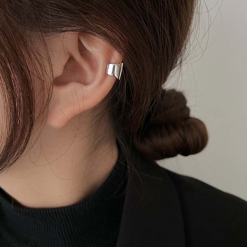 Groksage Fashion Simple Irregular Metal Wide Plate Smooth Ear Clips Women Girls No-Piercing Ear Stud Earrings Party Jewelry Gifts