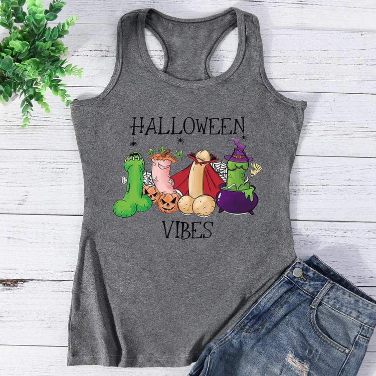 Halloween Vibes pumpkin witch and vampire Vest Top-Annaletters