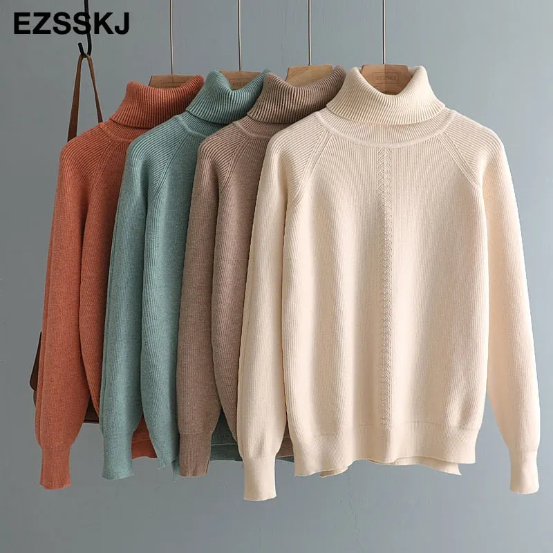 Autumn winter women's turtleneck loose warm women's sweaters 2021 women's jumper long sleeve thick sweater oversize female