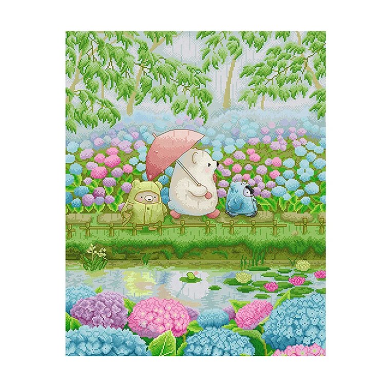 Spring Brand - Little White Bear 11CT Stamped Cross Stitch 60*75CM(23.62*29.52 in)
