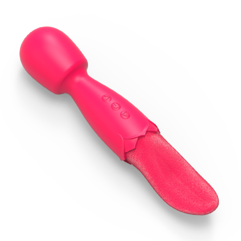 Subscriber Exclusive &mdash; 2-in-1 Double Ended Tongue-licking Wand Vibrator By Rose Toy