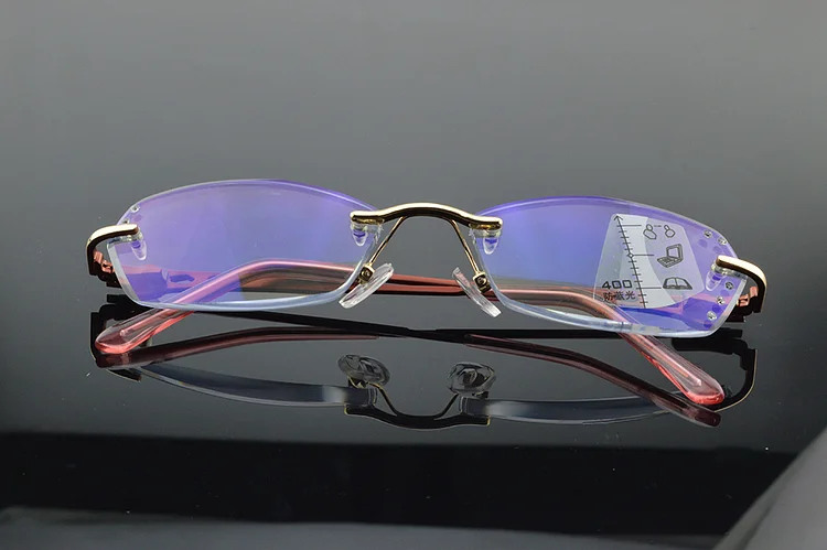 Diamond Cutting Titanium Alloy Ladies Women Progressive Multifocus Reading Glasses Add 75 100 125 150 175 200 to 400