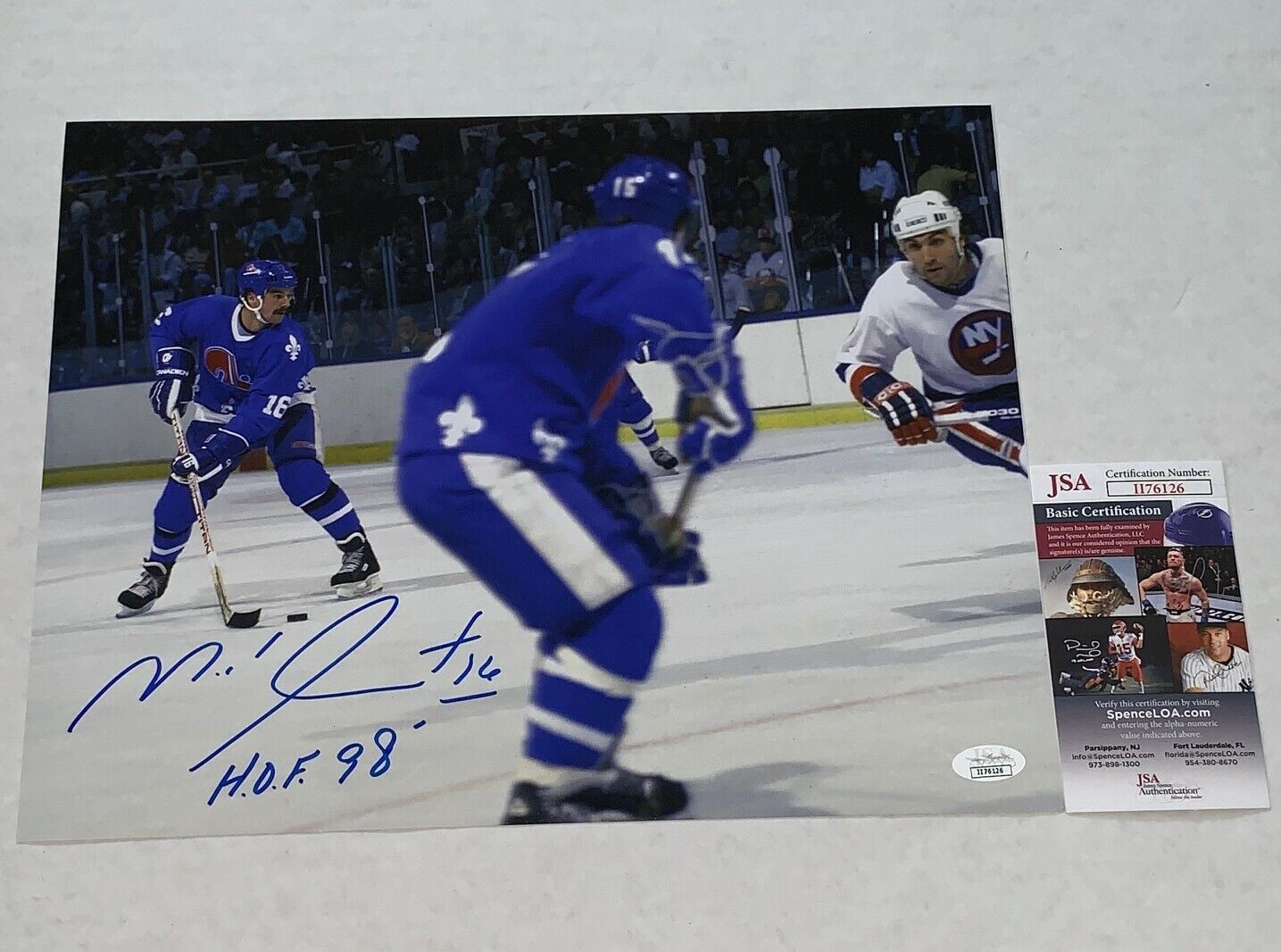 Michel Goulet signed Quebec Nordiques 11x14 Photo Poster painting autographed W/ HOF Inscr JSA