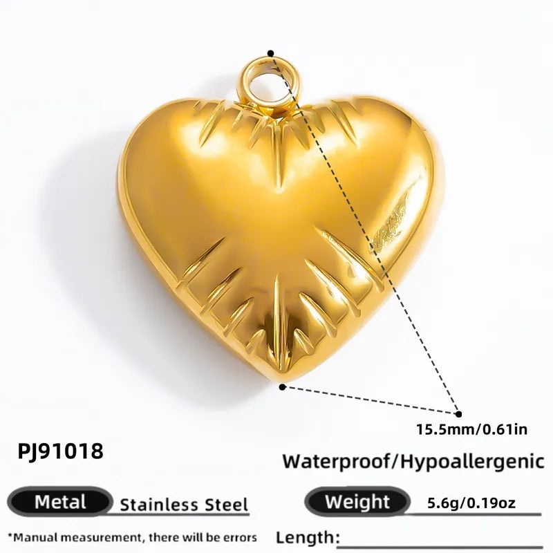 1 Piece 12.64*13.28mm 304 Stainless Steel Zircon 18K Gold Plated Heart Shape Pendant Jewelry Accessories