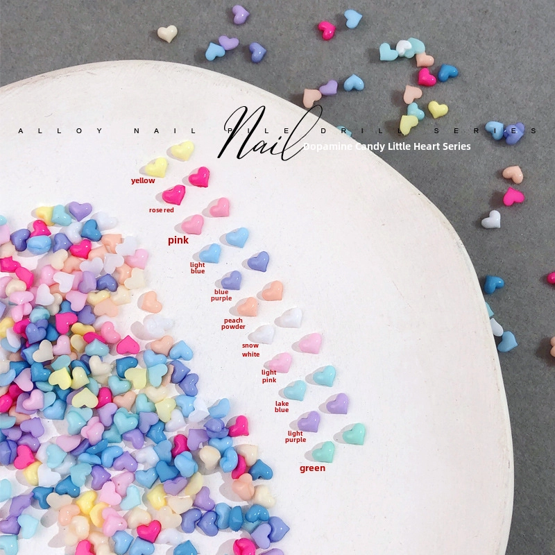 Dopamine Candy Love Diamond Macaron Color Sweet Resin Small Love Net Red Nail Jewelry