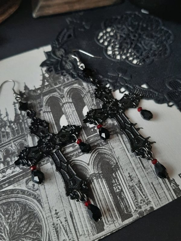 Goth Statement Cross Pendants Earrings