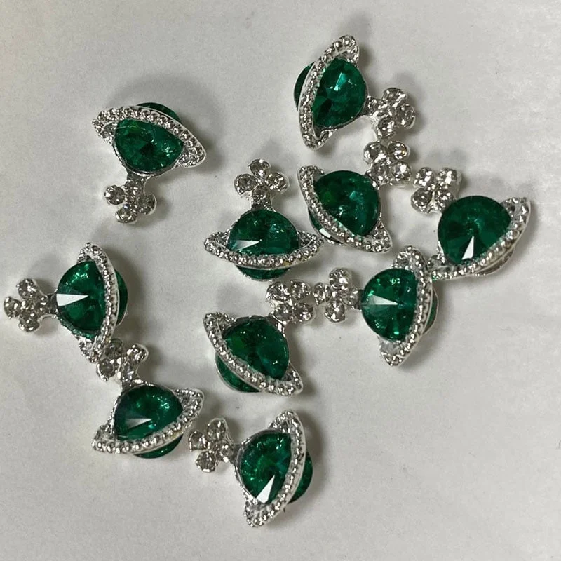 12pcs Nail Art Charm 3D Alloy Gold Constellation Letters Shape Crystal Rhinestone Press On Tips Decoration-Nail Inspo