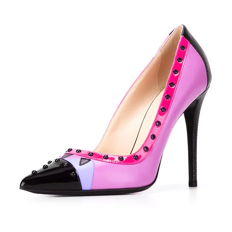 Orchid Studs Pointy Toe Stiletto Heel Pumps for Women |FSJ Shoes
