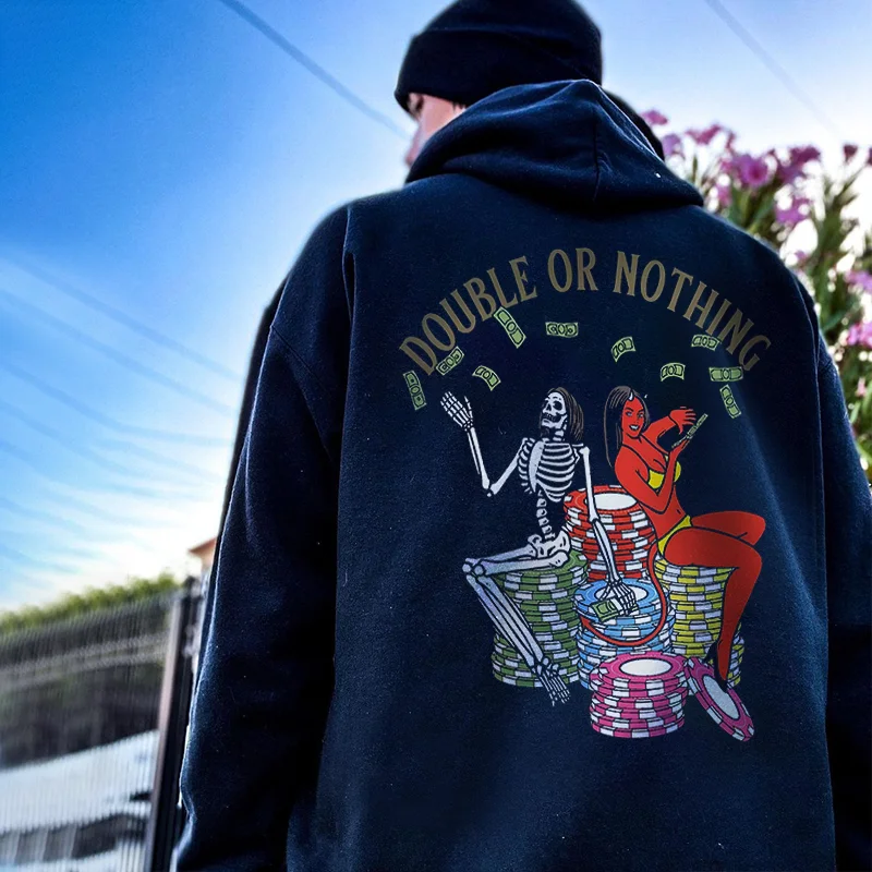 Double Or Nothing Skeleton Men's Hoodie -  