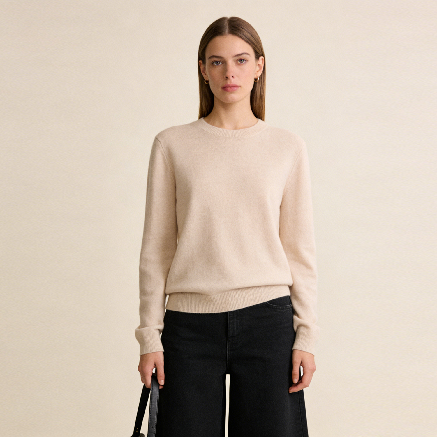 Round Neck Cashmere Knitted Sweater REAL SILK LIFE
