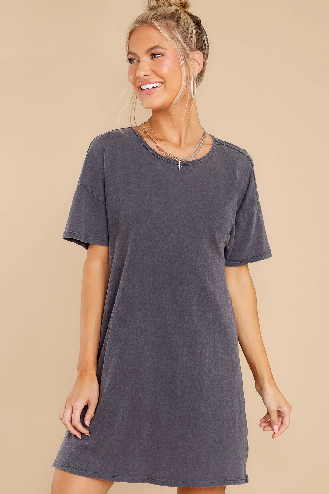Relaxed Washed Black T-Shirt Dress