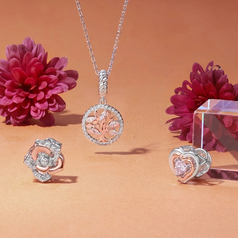 1 Piece 13*11mm 925 Sterling Silver Zircon Flower Pendant Beads Jewelry Accessories