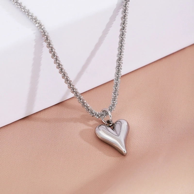 Titanium Steel Minimalist Plating Heart Shape Pendant Necklace