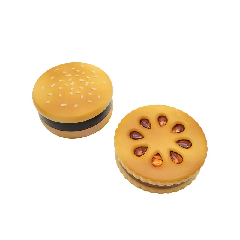 3 Layer Newest Creative Delicious Hamburger Biscuit Zinc Alloy Metal Herb Smoking Tobacco   Herb Grinder