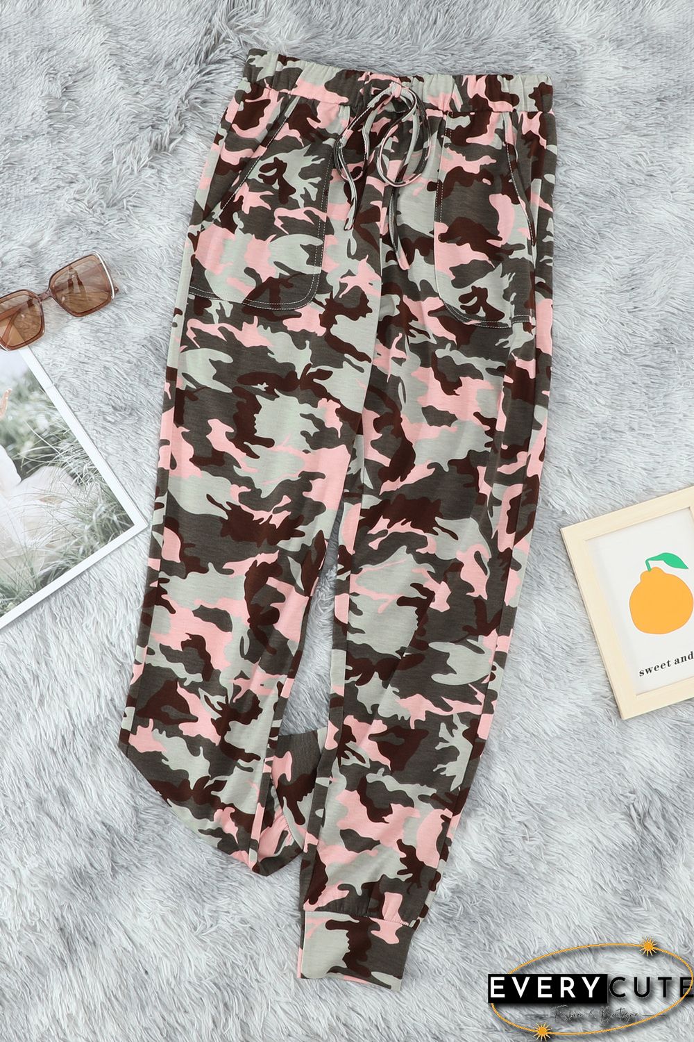 Pink Camouflage Casual Sports Pants