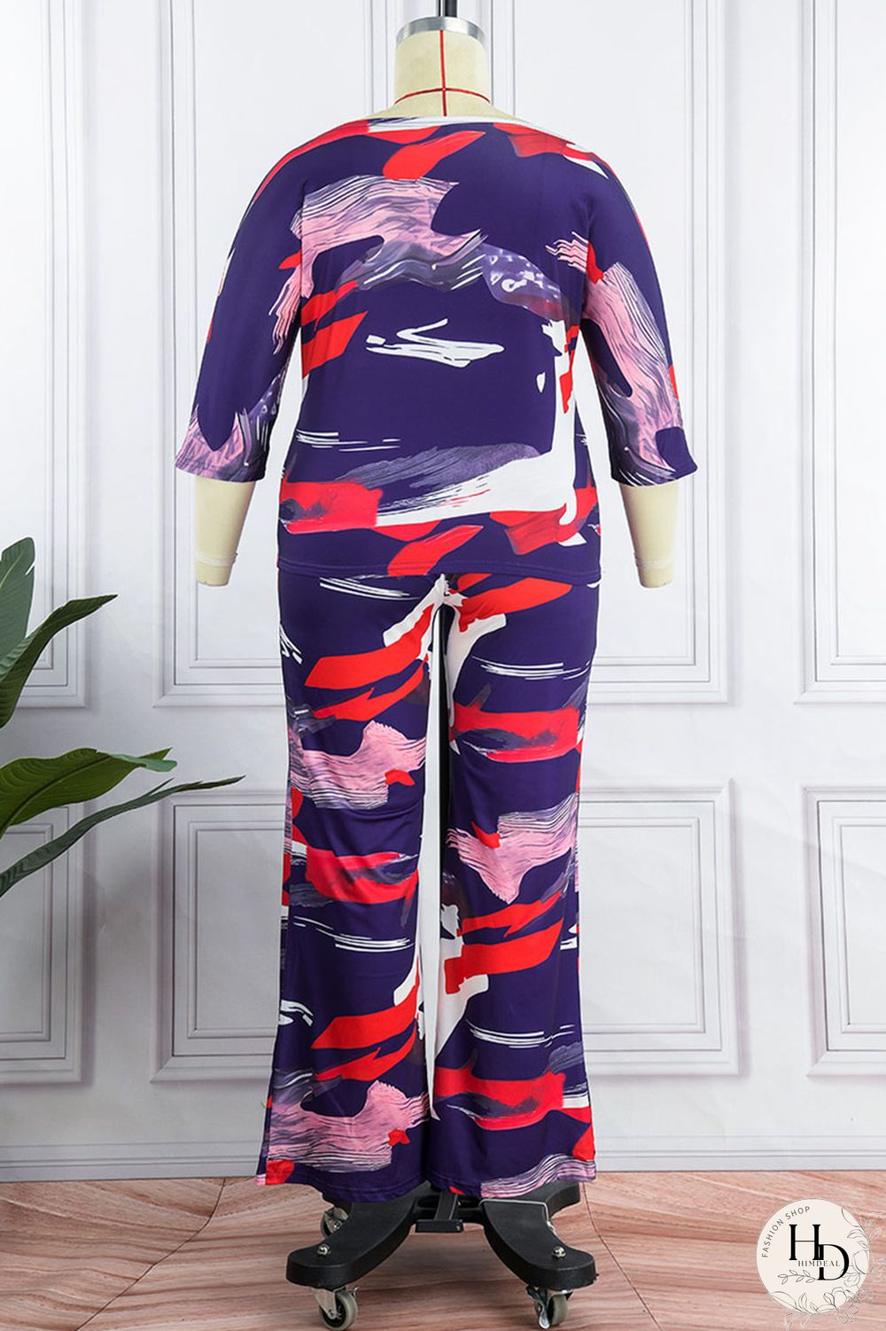 Tibetan Blue Casual Daily Print Three Quarter Two Pieces