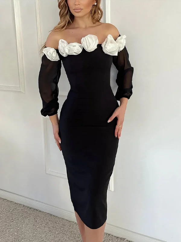 Long Sleeve Tube Top Midi Dress