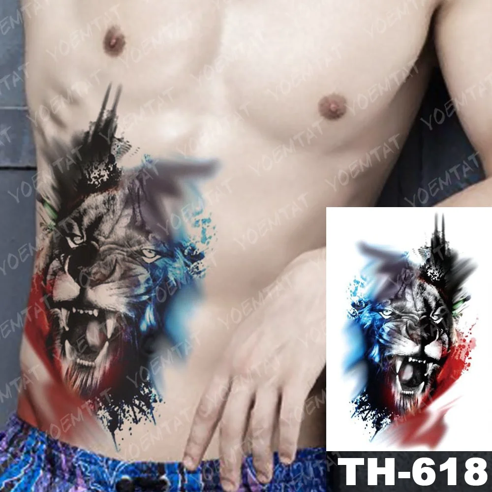 Forest Shadow Wolf Temporary Tattoo Sticker For Men Women Owl Lion Waterproof Fake Henna Tiger Animal Body Art Tatoo Decal