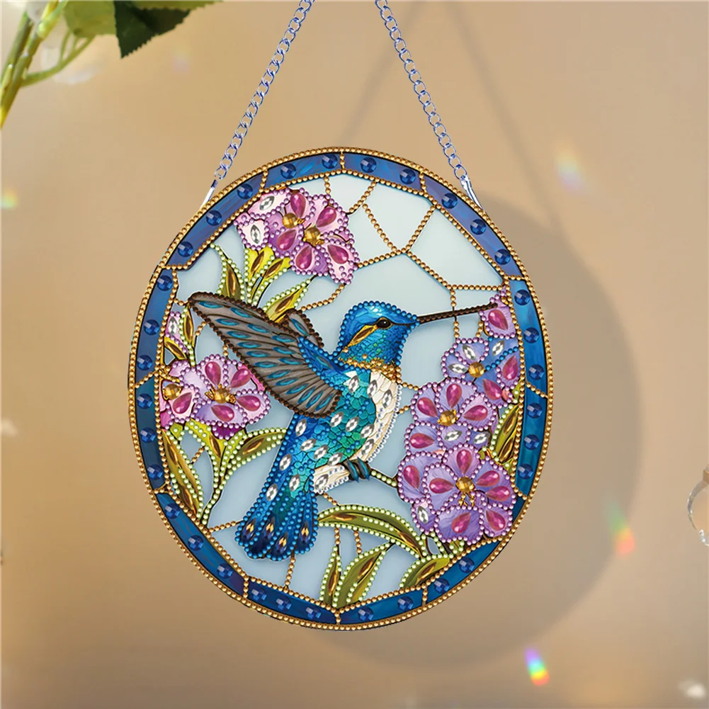 DIY Hummingbird Single Sided Special Shape Diamond Painting Hanging Pendant Diamond Drawing Hanging Ornament