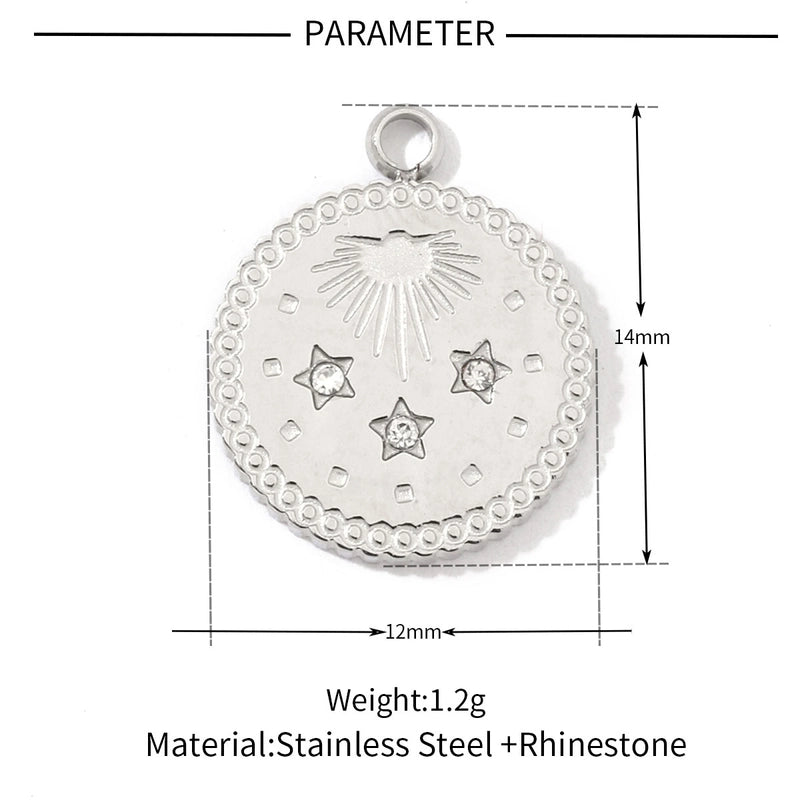 A Pack Of 3 201 Stainless Steel 18K Gold Plated Sun Star Polished Pendant