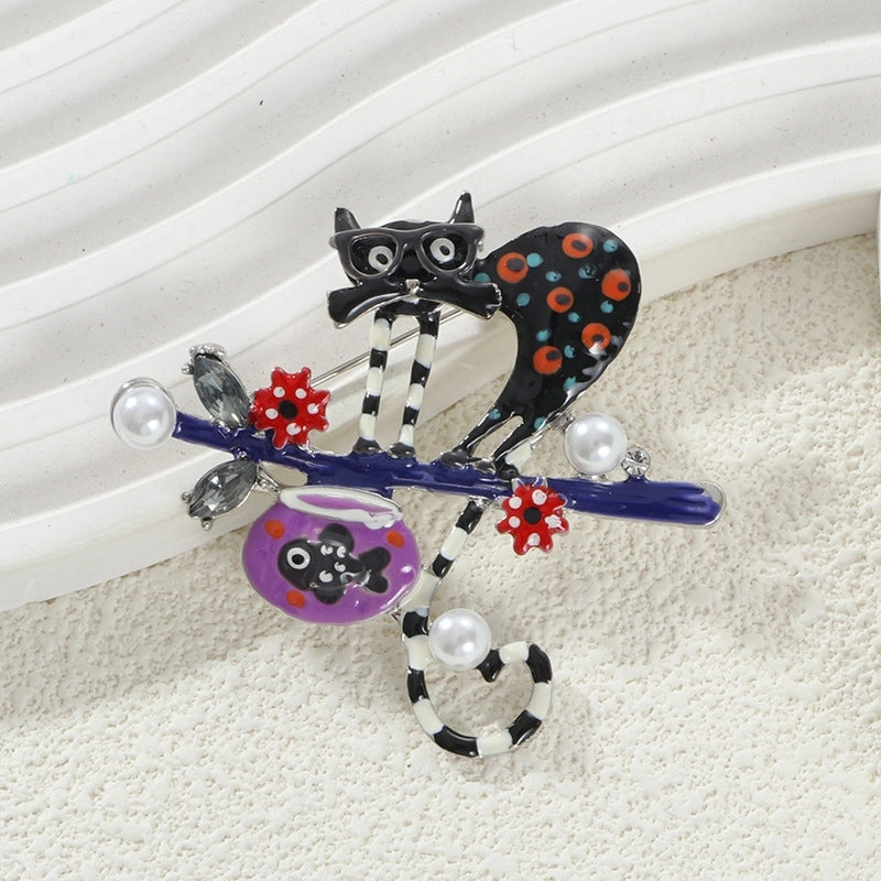 Cute Pin Cartoon Cat Alloy Enamel Unisex Brooches
