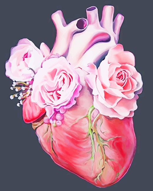 

Heart Pink flowers – Paint By Numbers - 40*50CM, 501 Original
