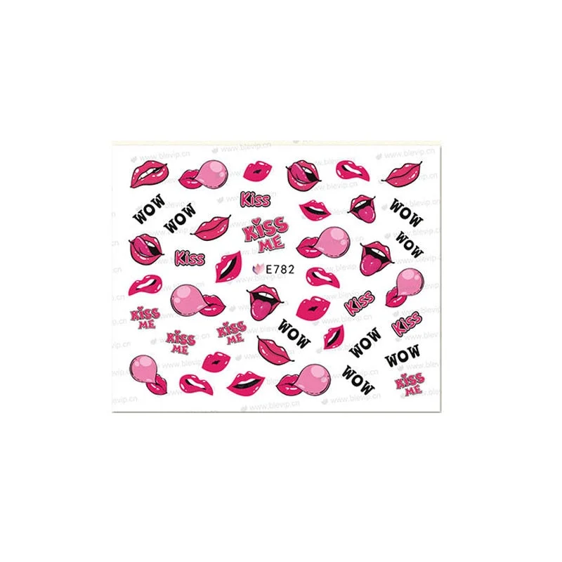 Pop Nail Art Stickers Sliders lipstick Water Transfer Decals Tattoo  Wraps Foils Manicure Decortion Designs-Nail Inspo