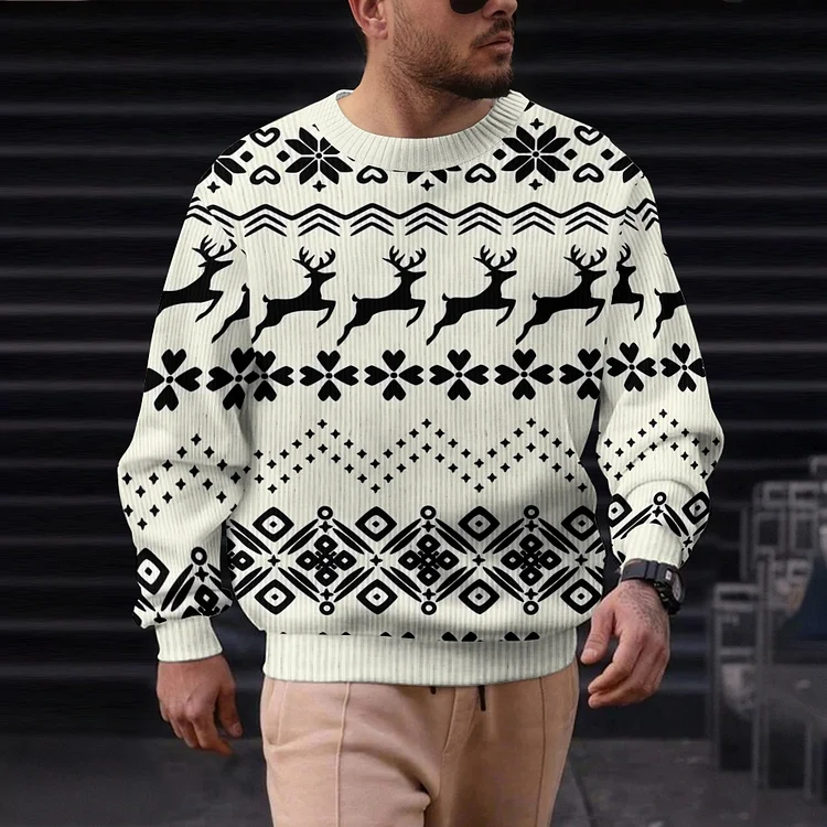 Men's Christmas Casual Printed Round-neck Sweater