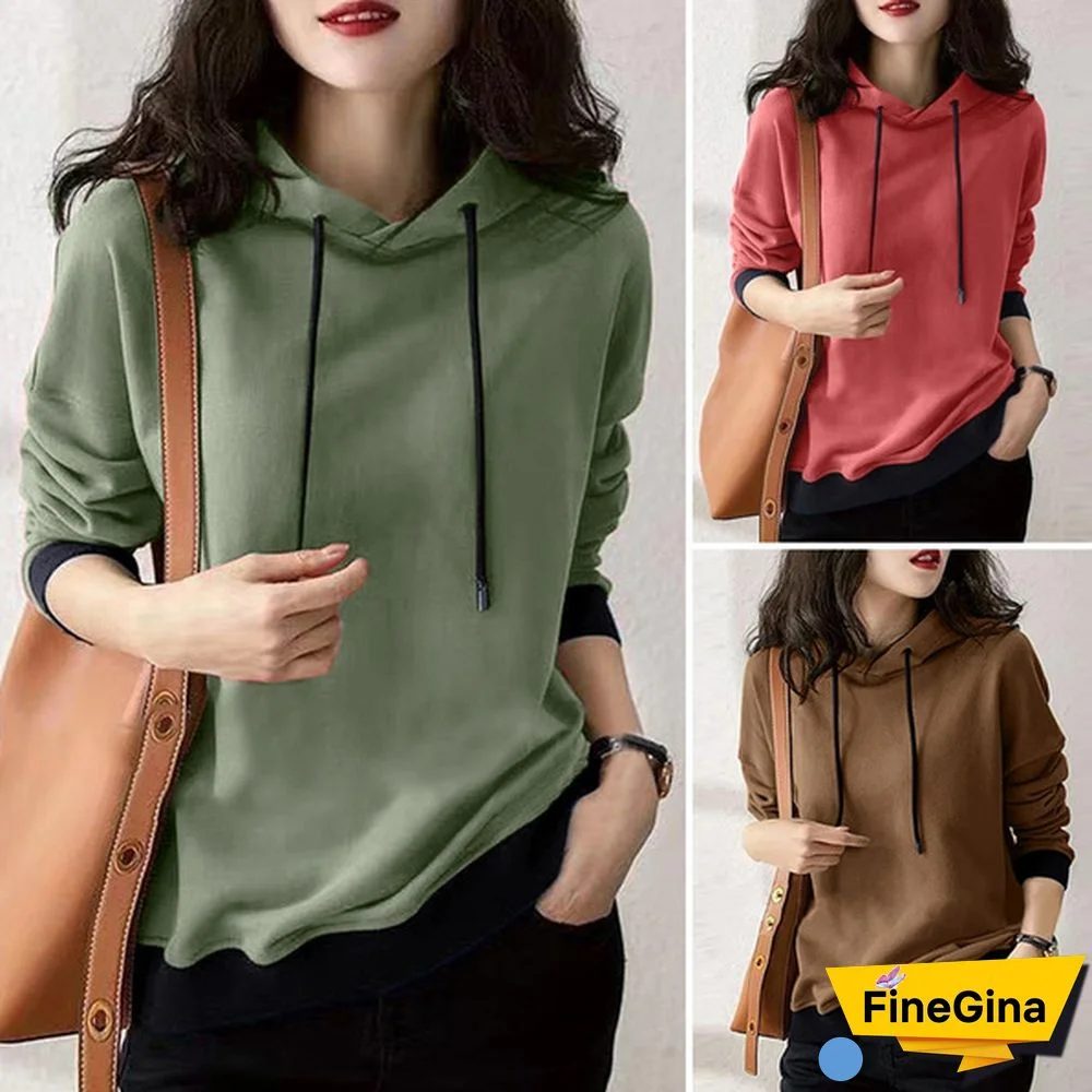 Zanzea Korean Fashion Solid Loose Hooded Sweatshirts Sports Sweatshirt Pullovers Women Casual Hoodies