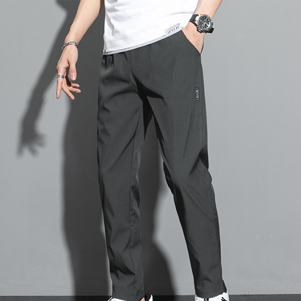 Spring Mens Sweatpants Loose Stretch Active Track Joggers Pockets Gym Workout Pants Casual Male Solid Color Trousers