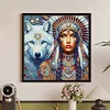 Beauté indienne et loup blanc-spécial en forme de diamant peinture-30 * 30cm
