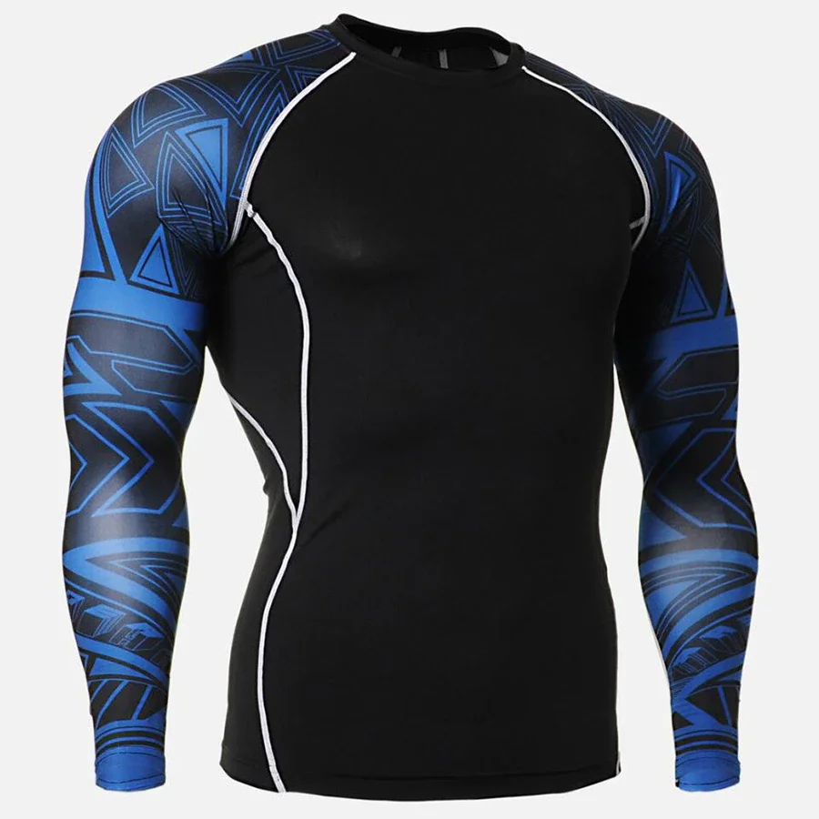 Uveng Sport Tshirt Running Shirt Men Fitness Training Long Sleeves Shirts Gym MMA Dry Fit Sport Shirt Man Clothes T Shirt