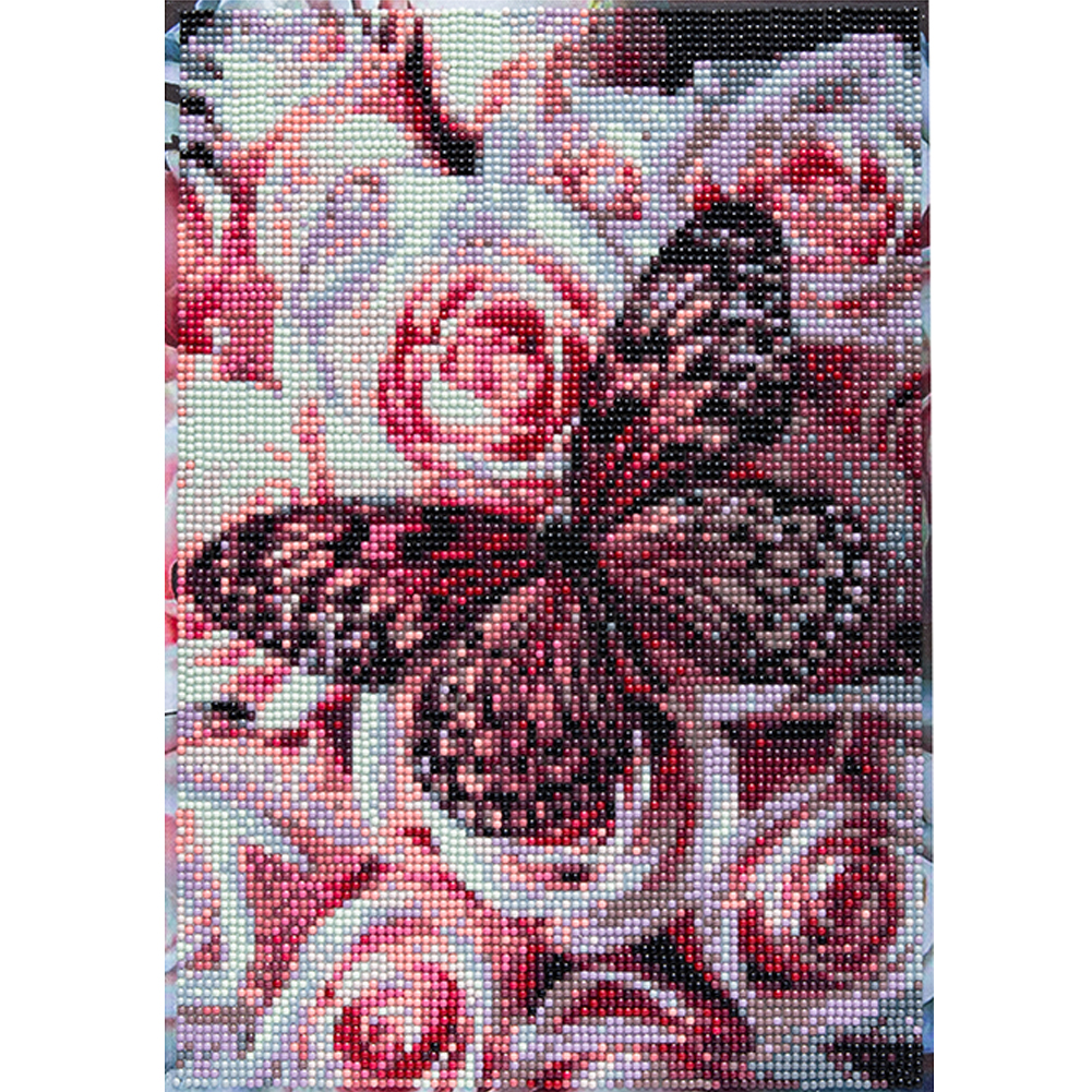 

25*30CM - Round Drill Diamond Painting - Butterfly Flower (with frame), 501 Original