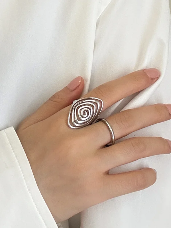 Adjustable Geometric Solid Color Rings Accessories