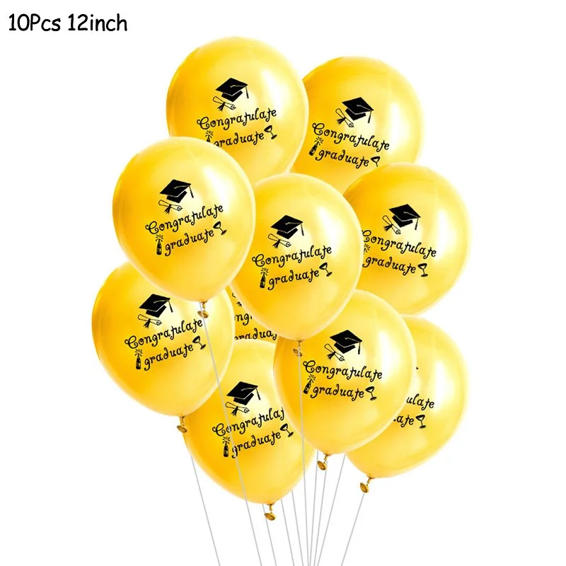 1Set Gold Black Graduation Balloons Latex Confetti Balloon Graduation Party Decorations 2021 Congratulation Ceremony Supplies