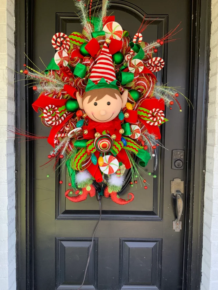 🔥kukelife🔥Elf Wreath, Lighted Christmas wreath, Christmas Door wreath, Door Decor, christmas Decor