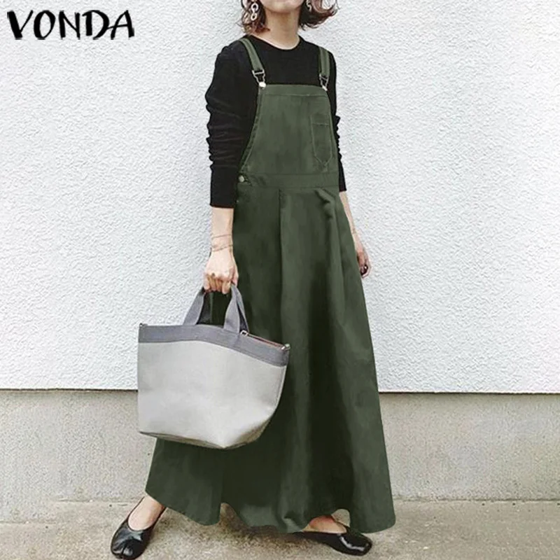 Uveng Uveng Ebaywish Women's Solid Color Casual Long Strap Dress