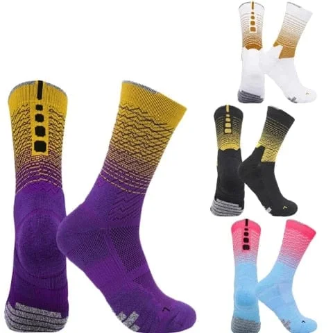 Pornhint Basketball Socks Men Elite Crew Dry Fit Thick Socks Soft Terry Cushion Pad Contrast Color Sports Socks