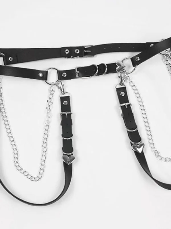 Goth Style Buckles PU Waist Chain Punk Belt