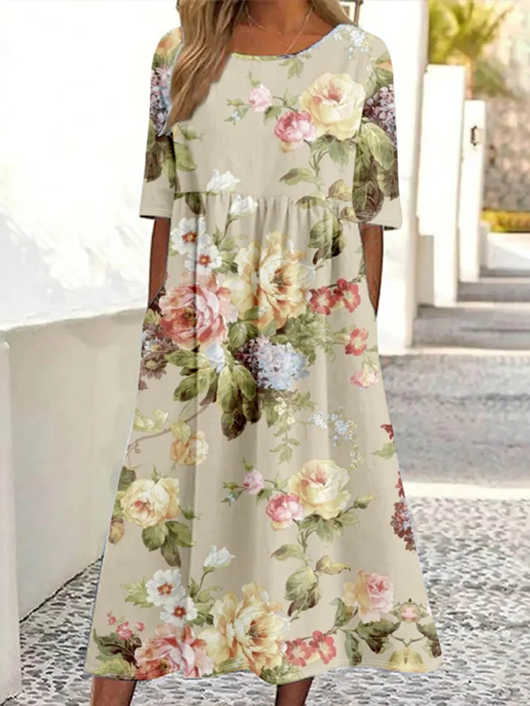 Simpfit Damenkleid mit Retro-Blumendruck