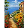 Sunflower Seascape-Full Embroidery 2 Strands 14CT Stamped Cross Stitch-40*60CM-Large Size