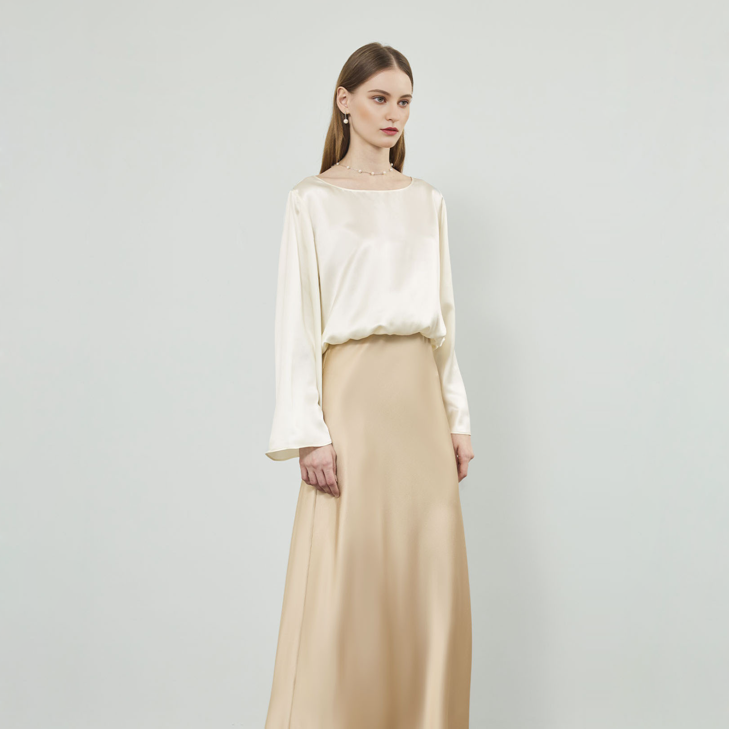 22MM Stretch Sectional Mulberry Silk Bias-Cut Long Skirt for Women REAL SILK LIFE